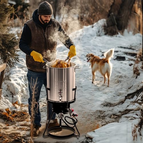 Red Mountain Valley Propane Gas Single Burner, Outdoor Camp Stove with 30Qt Pot and Timer, Seafood Boil, Outdoor Propane S...