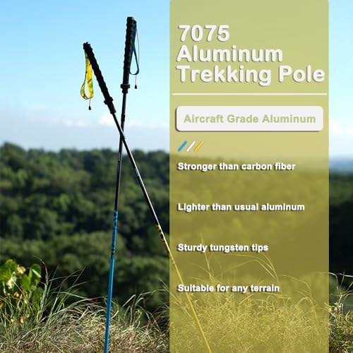 AONIJIE 2Pcs Collapsible Hiking Poles for Men and Women - Lightweight Carbon Fiber Aluminum Folding Trekking Poles for Hik...