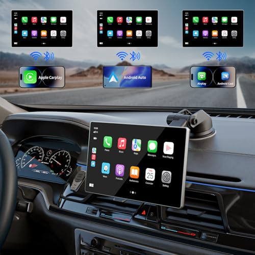 Madoec Portable Apple Carplay Screen for Car, 9" Wireless Apple Carplay & Android Auto,4K Dash Cam,1080p Backup Camera DV...