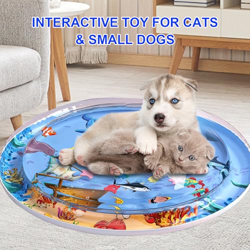 Gkiozu Cat Water Mat for Indoor Cats, 2025 Upgraded 0.6mm Thicken Scratch-Resistant Interactive Sensory Play Mat with Floa...