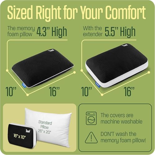 TCOMF Camping Pillow: Dual Cover, Memory Foam Travel Pillow, Medium Firm Camp Pillow, Camping Pillows for Sleeping, 5 Laye...