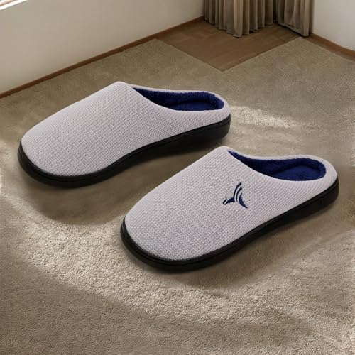 Mens Memory Foam Slippers Knitted Lining Non-Slip Indoor Outdoor Slippers