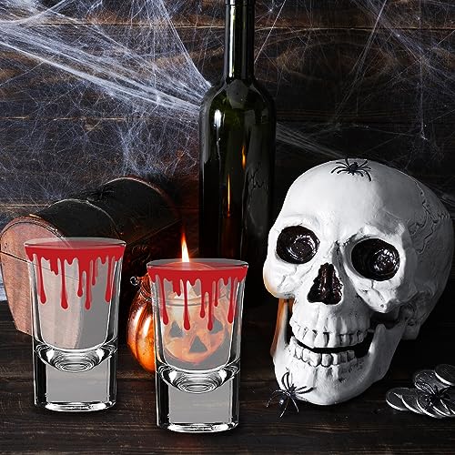 Whaline 6 Pack Halloween Shot Glasses Blood Splattered Drinking Glasses 1.7oz Horror Bloody Small Glass Shot Cups Hallowee...