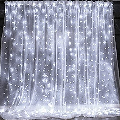 Dazzle Bright Curtain String Lights, 300 LED 9.8ft x 9.8ft 8 Lighting Modes Fairy Lights USB Powered, Waterproof Lights fo...