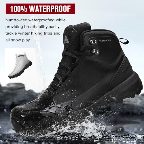 HUMTTO Men's Winter Hiking Snow Boots - Waterproof Warm & Non-Slip Lightweight Fur Lined Ankle Boots, For Cold-Weather Dai...
