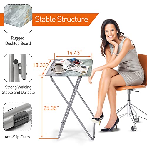 Garden 4 you Portable Folding TV Tray Dinner Snack Trays Table Portable Foldable Table Small Sofa Bedside Tables with Ligh...