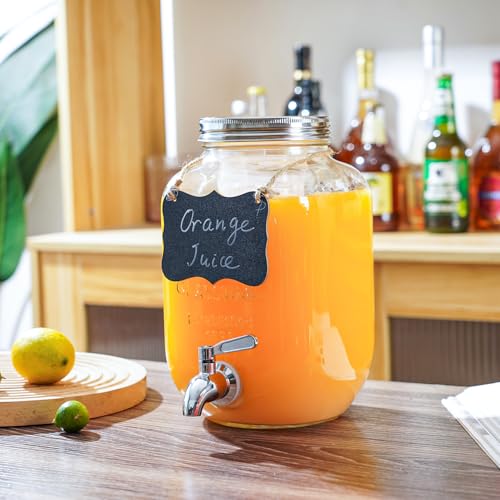 Einfache 1 Gallon Drink Dispenser with Stand,2 Pack Beverage Dispenser with Stand & Stainless Steel Spigot,Glass Water Lem...