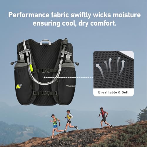N NEVO RHINO Running Vest,Hydration Vest 5L with 1.5L Water Bladder,Lightweight Hydration Pack Water Backpack for Hiking Race