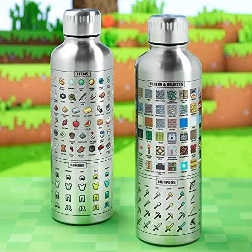Paladone Minecraft Metal Water Bottle | Officially Licensed Gaming Merchandise