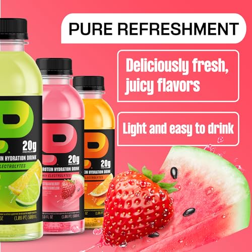 Protein2o Hydration Drink - 2-in-1 Liquid Clear Whey Protein Isolate and Electrolyte Drink - 20g Protein, Vitamins B5, B6...