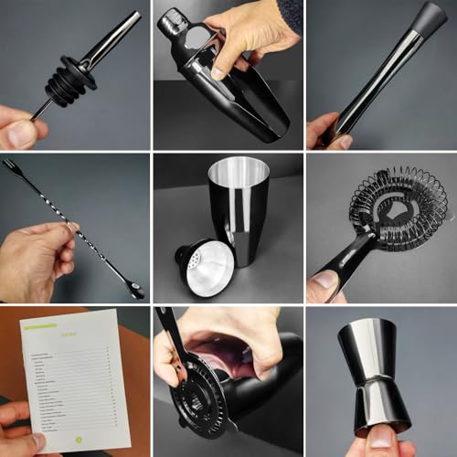 Cocktail Shaker Set, Bartender Kit, Cocktail Shaker with Stand, Drink Mixing Includes Martini Shaker,Strainer,Jigger,Bar M...