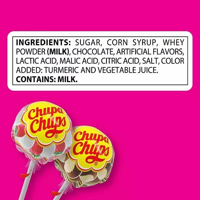 Chupa Chupps Cremosa Lollipops, Strawberry and Choco-Vanilla, 100 ct.