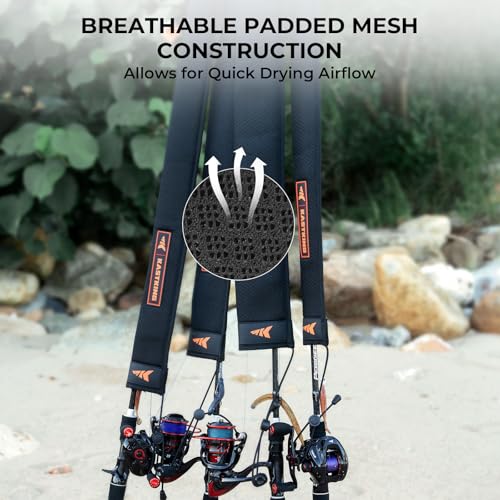 KastKing MeshGuard Rod Socks, Fishing Rod Sleeve, Neoprene Fishing Pole Sleeve, Fishing Rod Covers, Built-in Hanging Loop...