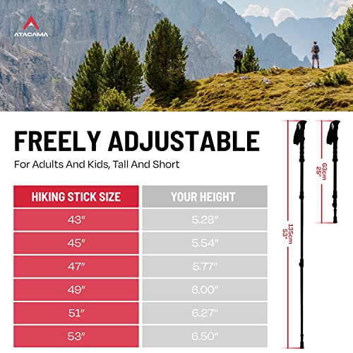 ATACAMA Lightweight Foldable Carbon and Aluminum 7075 Collapsible Hiking Sticks with Cork Handle - Hiking Poles Telescopic...