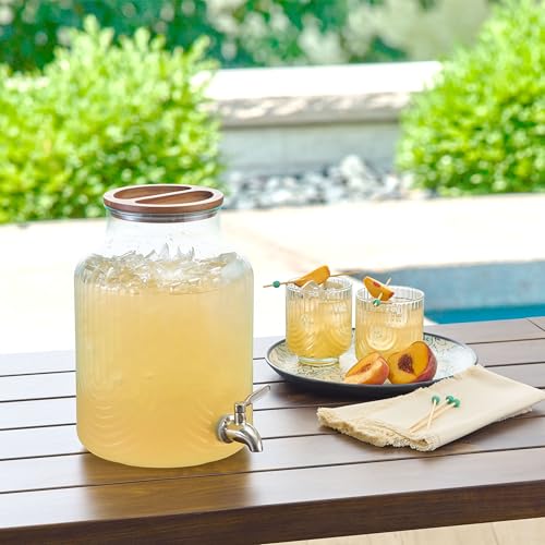 QJLSOE 2 Gallon Embossed Beverage Dispenser, Large, Clear, YST-001