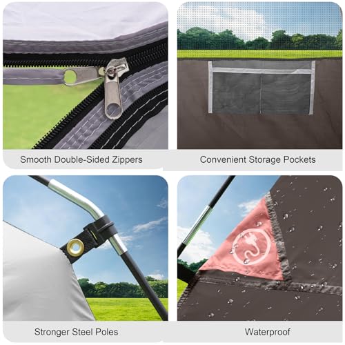 CAMPROS CP Tents for Camping 4 Person Tent Waterproof Windproof Double Layer Camping Tent, Easy Setup Dome Tent with Large...