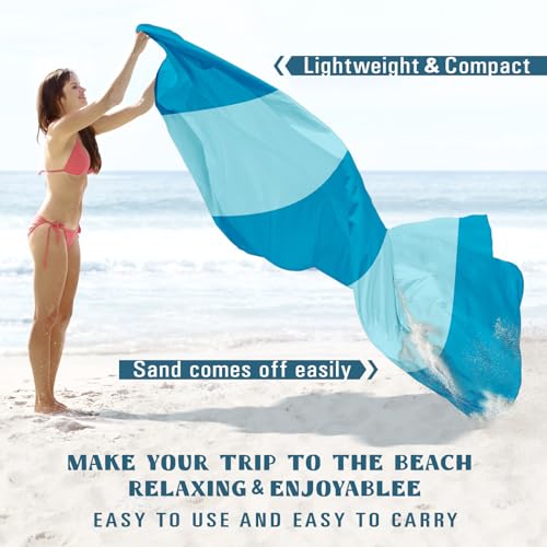 Famstar Beach Blanket Sandproof Waterproof 10'×9' 1-8 Adults Oversized,Compact Lightweight Durable Beach Mat for Travel Ca...