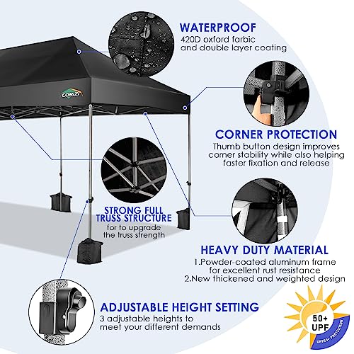 COBIZI 10x20 Heavy Duty Pop up Canopy Tent with 6 sidewalls Easy Up Commercial Outdoor Canopy Wedding Party Tents for Part...