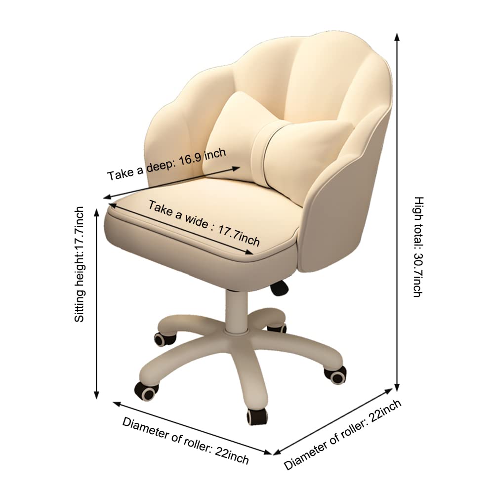 HDHNBA Vanity Chair Velvet Petal Desk Chair Upholstered Modern Tufted Home Office Chair with Back, Height Adjustable Computer Task Chair for Bedroom Living Room