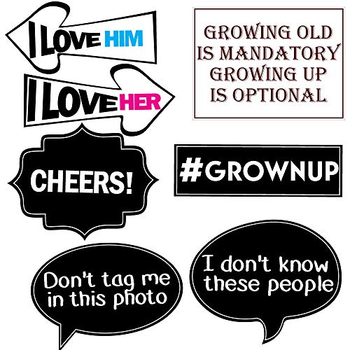 Funny Birthday Photo Booth Props - 47 Pieces - 21st - 30th - 40th - 50th - 60th - 70th - 80th - 90th - Birthday Party Supp...