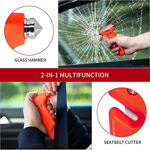 MOTORBUDDY 2-Pack Car Safety Hammer Seatbelt Cutter, Auto Emergency Escape Hammer with Window Glass Breaker and Seat Belt ...