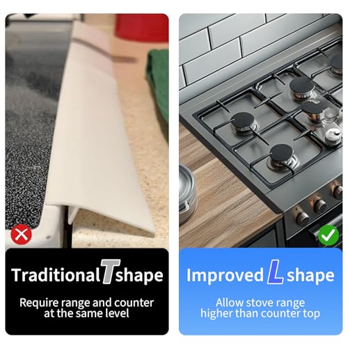 Stainless Steel Stove Gap Cover (2 Pack, Black), Stove Gap Filler for Kitchen, Range Trim Kit, Heat Resistant with Easy Cl...