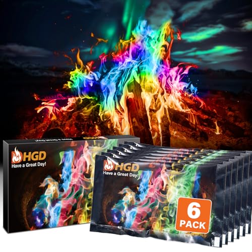 HGD (6 Pack) Magic Campfire Fire Color Changing Packets for Fire Pit, Indoor/Outdoor Fireplace, Bonfire - Rainbow Magical ...