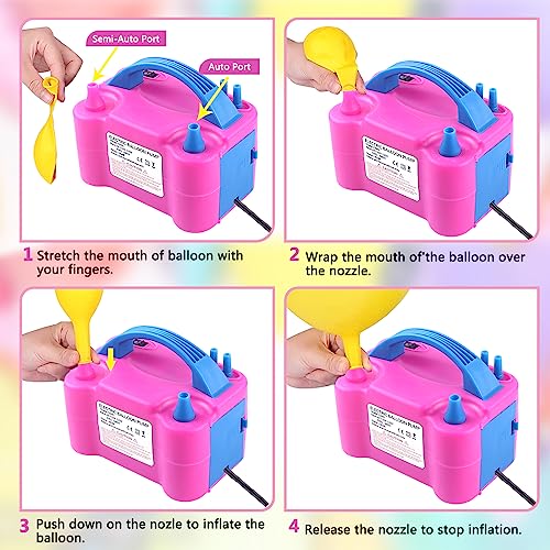 QIPUMP Balloon Pump Electric,110V 600W Balloon Blower Inflator Dual Nozzle Air Pump Balloons Inflator for Decoration, Part...