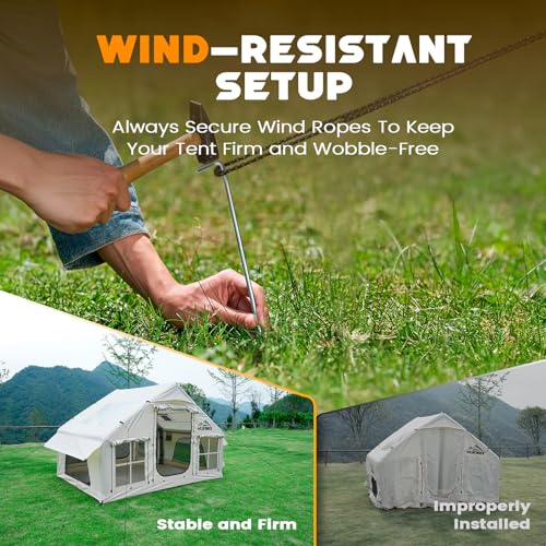 Inflatable Tent with Skylight, Quick Setup Blow Up Tents with Pump, Hot Tent with Stove Jack, Waterproof Oxford Inflatable...