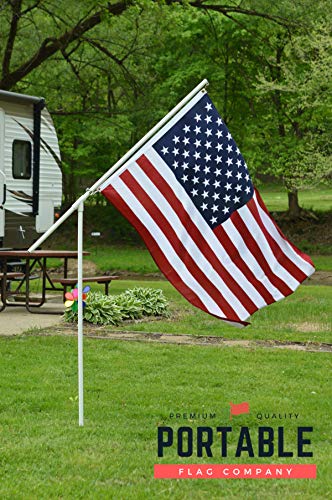 Portable Flag Pole - Premium Flagpole for Camping, The Beach, Tailgating, Includes 3x5 American Flag, Made of High Grade PVC
