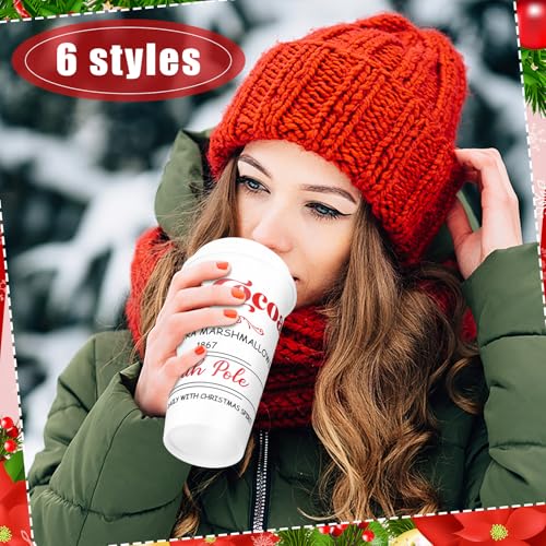 Tioncy Hot Chocolate Bar Supplies Christmas Reusable Coffee Cups Gift 16 oz with Lids Plastic Cups Travel Coffee Mug Thank...