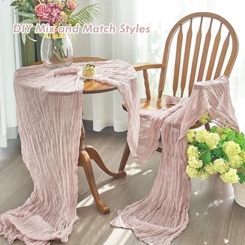 IVAPUPU 2 Pcs Cheesecloth Table Runner - 10ft Dusty Pink Boho Gauze Cheese Cloth Table Runners for Baby Shower Decoration ...