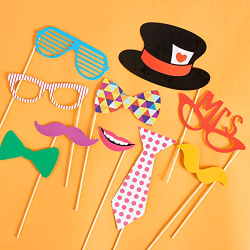 Joyin Toy Photo Booth Props 66 Pieces，Multicolor Kit for Graduation Wedding Party Supplies Favors，with Stick, Hats, Glasse...