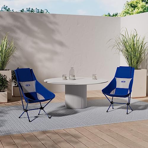 Helinox Chair Two Ultralight, High-Back, Collapsible Camping Chair, Blue Block, with Pockets