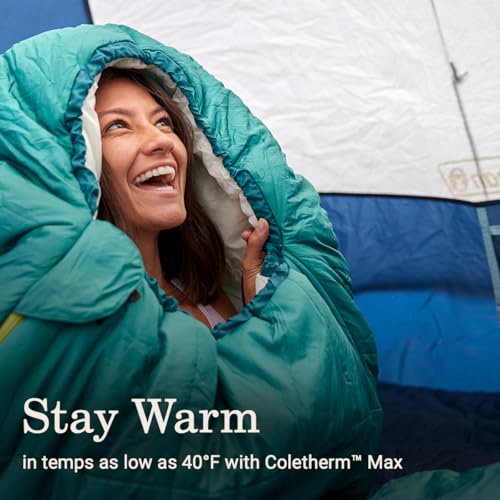 Coleman Big Bay 0/20/40°F Cold-Weather Sleeping Bag, Adult Mummy Sleeping Bag with Headrest, Foot Ventilation, & Storage S...