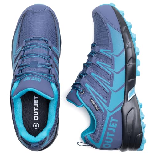 OUTJET Women's Waterproof Hiking Shoes Lightweight Non-Slip Trails Walking Shoes Outdoor Sneakers