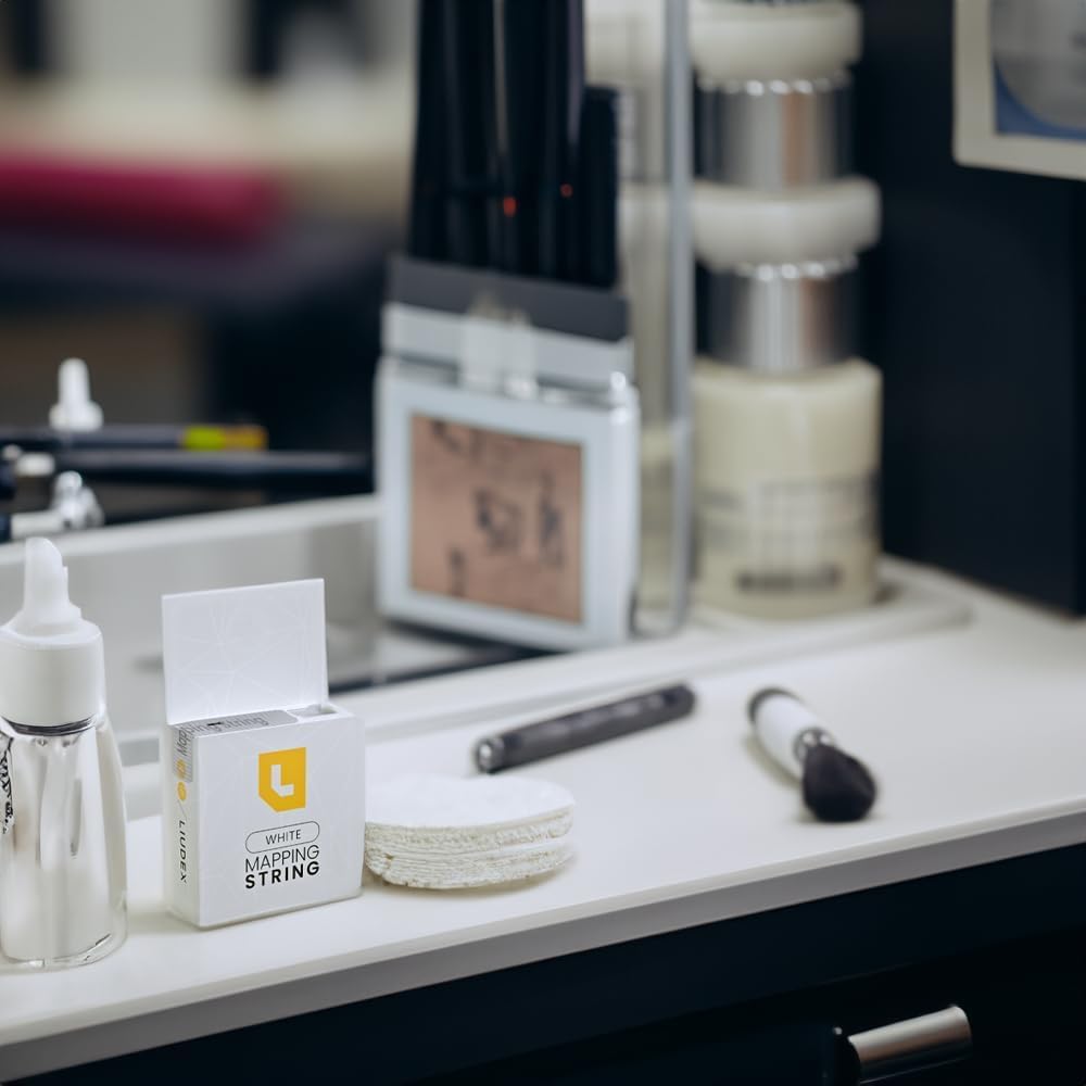 LIUDEX - Pre-Inked White Ink - Eyebrow Mapping String - an Essential Cosmetic Tool for Microblading and Waxing; Effective and Ea