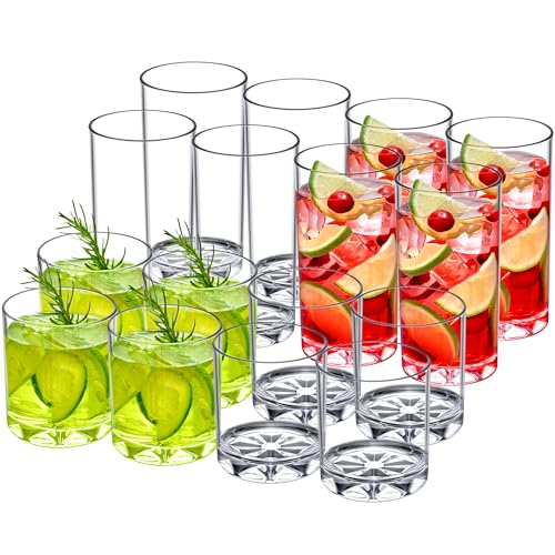 Amazing Abby - Liberty - 12-Ounce and 16-Ounce Plastic Tumblers (Set of 16), Plastic Drinking Glasses, All-Clear Reusable ...
