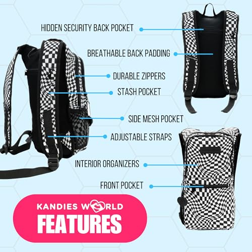 Kandies World Reflective Festival Hydration Pack - 2L Hydropack for Raves, Hiking, Biking, Running, and More (with Anti-Th...