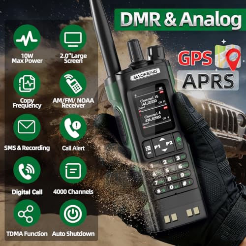 BAOFENG DM32 DMR Radio Ham Radio Handheld Long Range Walkie Talkies Rechargeable 2500/3800mAh Battery GPS DM-32UV Digital ...