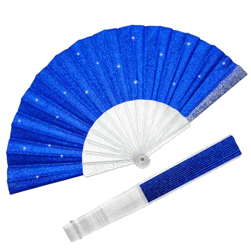EOSAU Glitter Folding Hand Fans for Women Foldable Handheld Clack Fans for line Dancing, Wedding, Church, Festival, EDM, P...