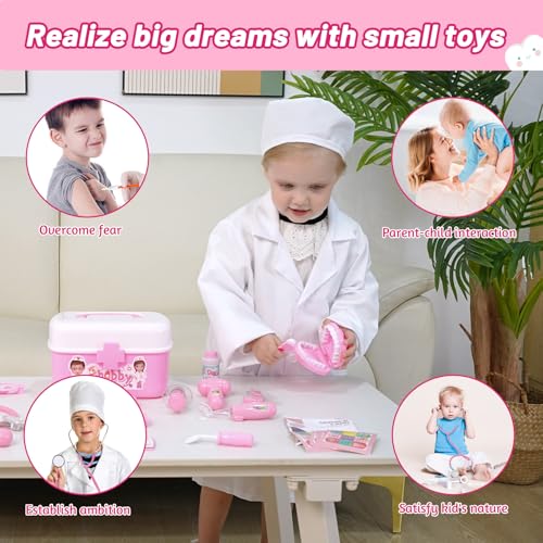 Phobby Durable Doctor Kit for Kids, 27 Pcs Deluxe Pretend Play Set Medical Toy with Real Stethoscope for Toddlers Boys Gir...