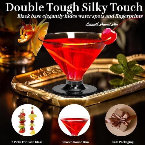 ZERUIDM 50 Clear Disposable Plastic Martini Glasses for Parties 5oz, with 100 Cocktail Picks Bundle, Martini Cups for Wine...