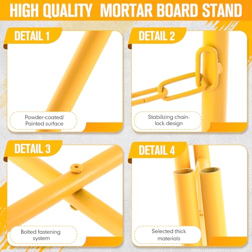 Blulu Mortar Board Stand Adjustable Folding with 2 Secure Chains for Supporting Mortar Pan and Boards in Masonry Construction