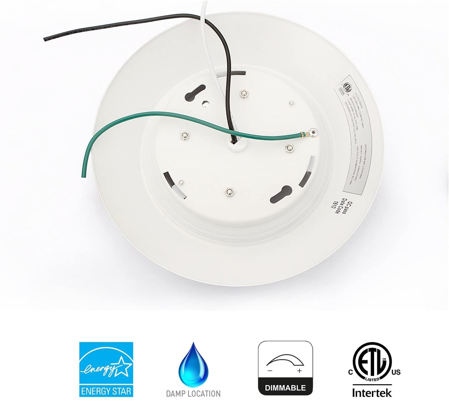 JULLISON 40 Packs 6 Inch LED Low Profile Recessed & Surface Mount Disk Light, Round, 15W, >900 Lumens, 5000K Daylight White, CRI80, Driverless Design, Dimmable, ETL Listed, White