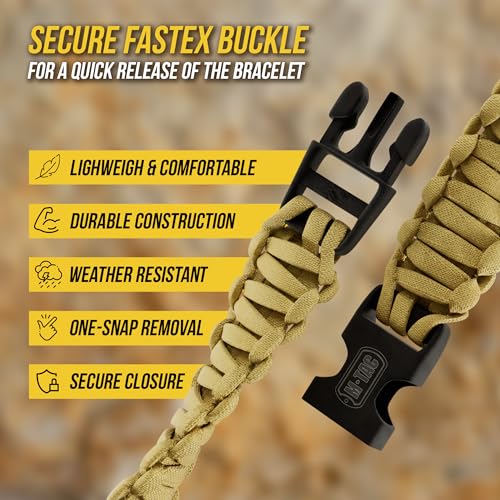 M-Tac Paracord Bracelet – Tactical Survival Wristband with Fastex Buckle – 7-Strand Cord for Hiking, Camping, Emergency Use