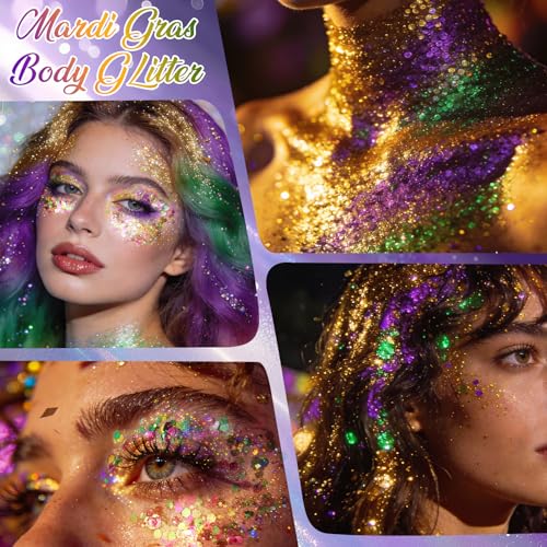 LYNEMOGA Golden Green Face Body Glitter Stick, Carnival Hair Glitter Stick for Women, Shiny and Long-wear Sequins Glitter ...