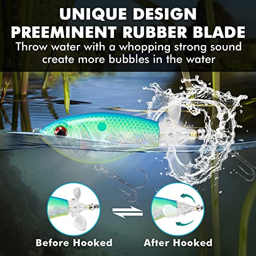 TRUSCEND Top Water Fishing Lures with BKK Hooks, Easy Catch Plopper Lure for Freshwater or Saltwater, Floating Lures for B...