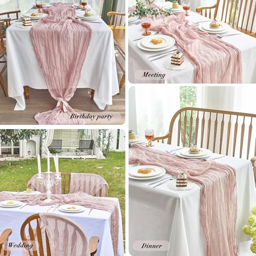 IVAPUPU 2 Pcs Cheesecloth Table Runner - 10ft Dusty Pink Boho Gauze Cheese Cloth Table Runners for Baby Shower Decoration ...