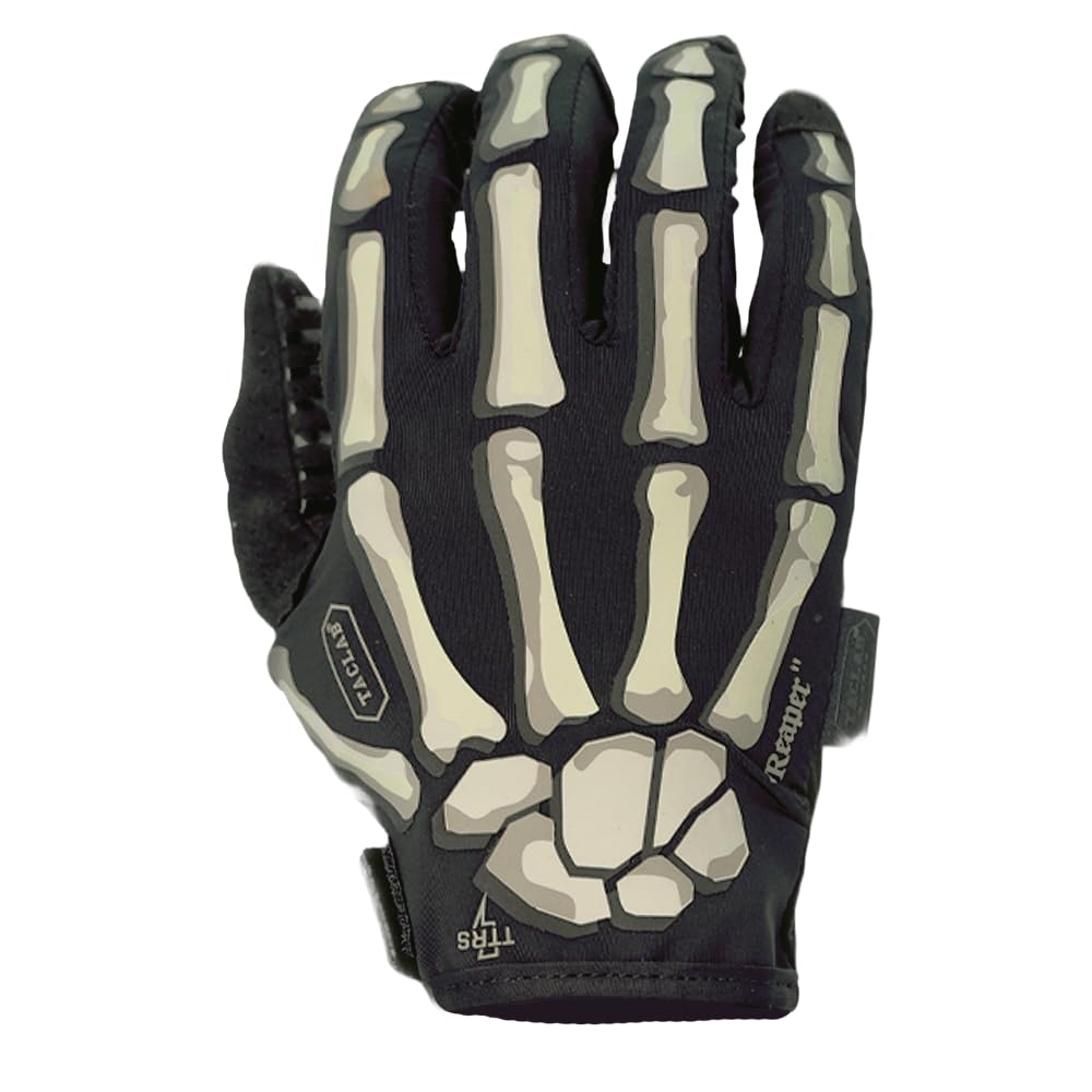 TACLAB Reaper Black Skeleton Gloves - Thin and Lightweight for Airsoft, Paintball, Cycling, Motorcycle, Multipurpose (X-Small)